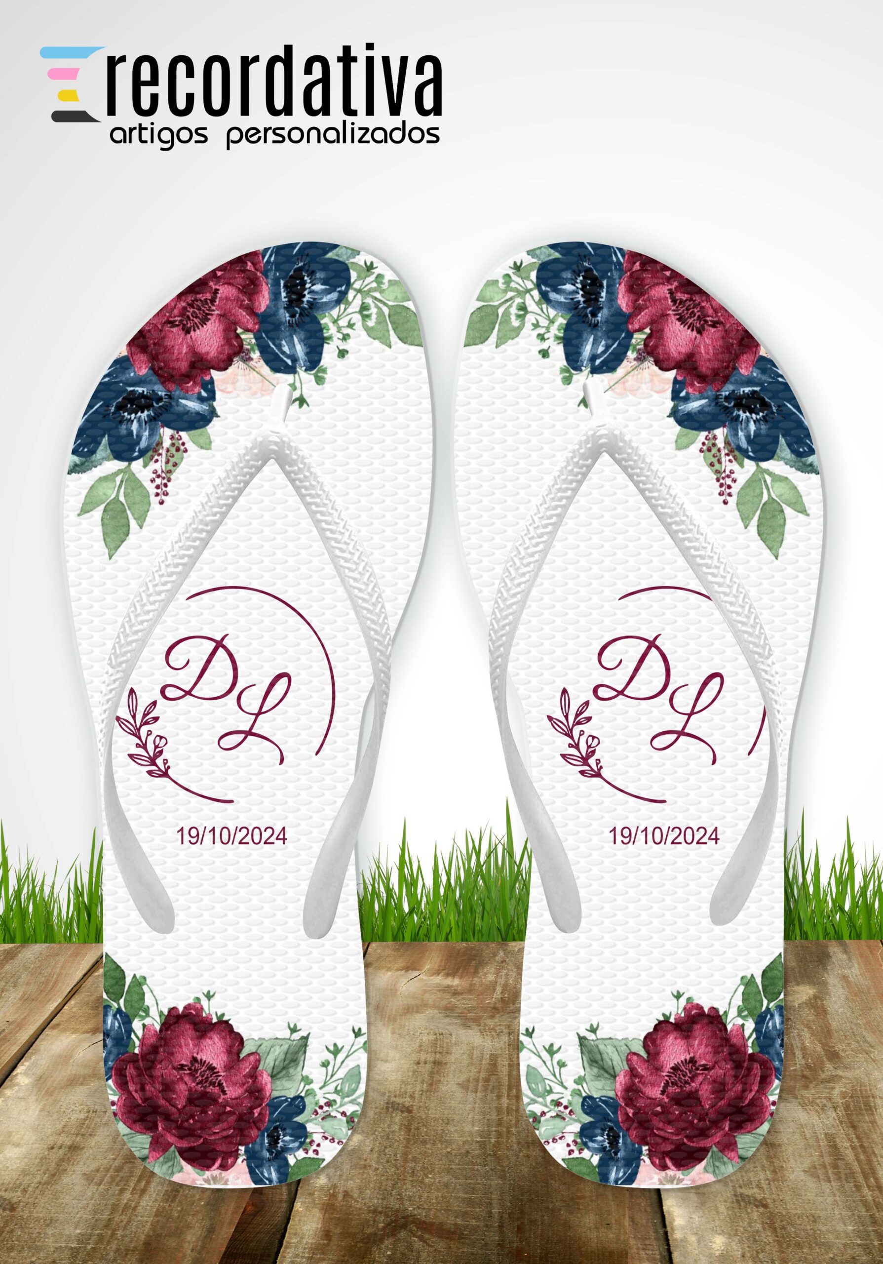 Chinelo-sandália-personalizado-custumizado-casamento-com-flores-marsa-azul-marinho-rosa- CMT513A